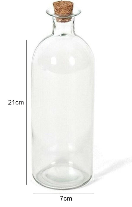 Set of 6 Large Round Glass Bottles & Cork Clear Perfume Liquor Bottles 490ml