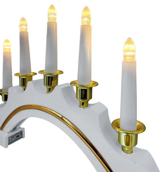 Wooden Candle Bridge 5 LED Christmas Candle Arch Window Decor Xmas Light Battery