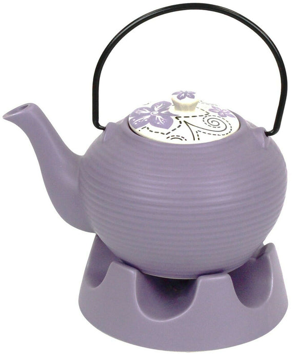 Japanese Teapot Purple Striped With Teapot Warmer Ceramic Jameson & Tailor 6 Cup