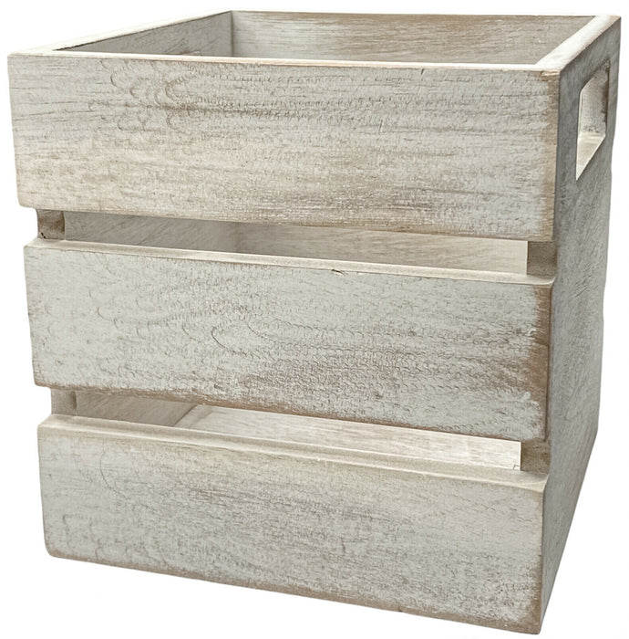 Set Of 2 Mini Wooden Crates Rustic Bread Bowls Table Caddy Whitewash Acacia Wood