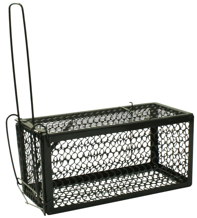Rammento 24cm Humane Rat Trap, Black | Metal Spring Loaded Bait Box for Rodents