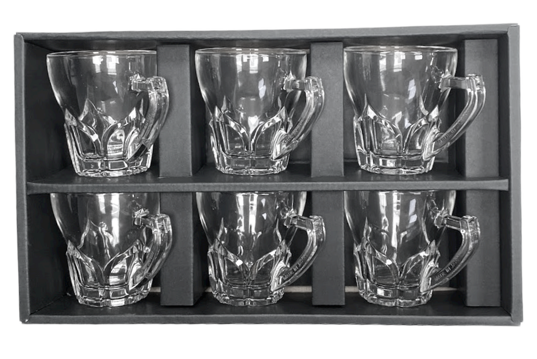 Set Of 6 Crystal Tea Mugs Tea Glasses Coffee Mugs In Gift Box 180ml