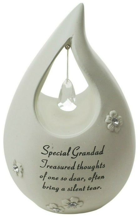 Graveside Memorial Plaque Teardrop Shaped Special Grandad Diamante Ornament