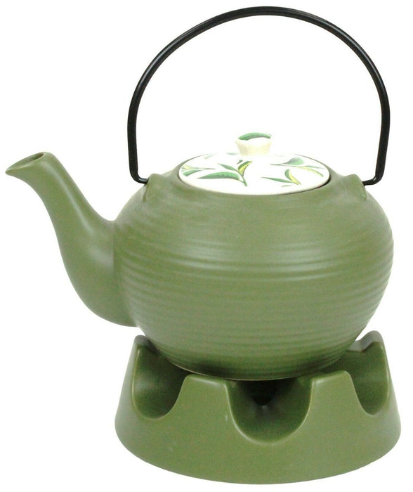 Japanese Teapot Green Stripes With Teapot Warmer Ceramic Jameson & Tailor 6 Cup