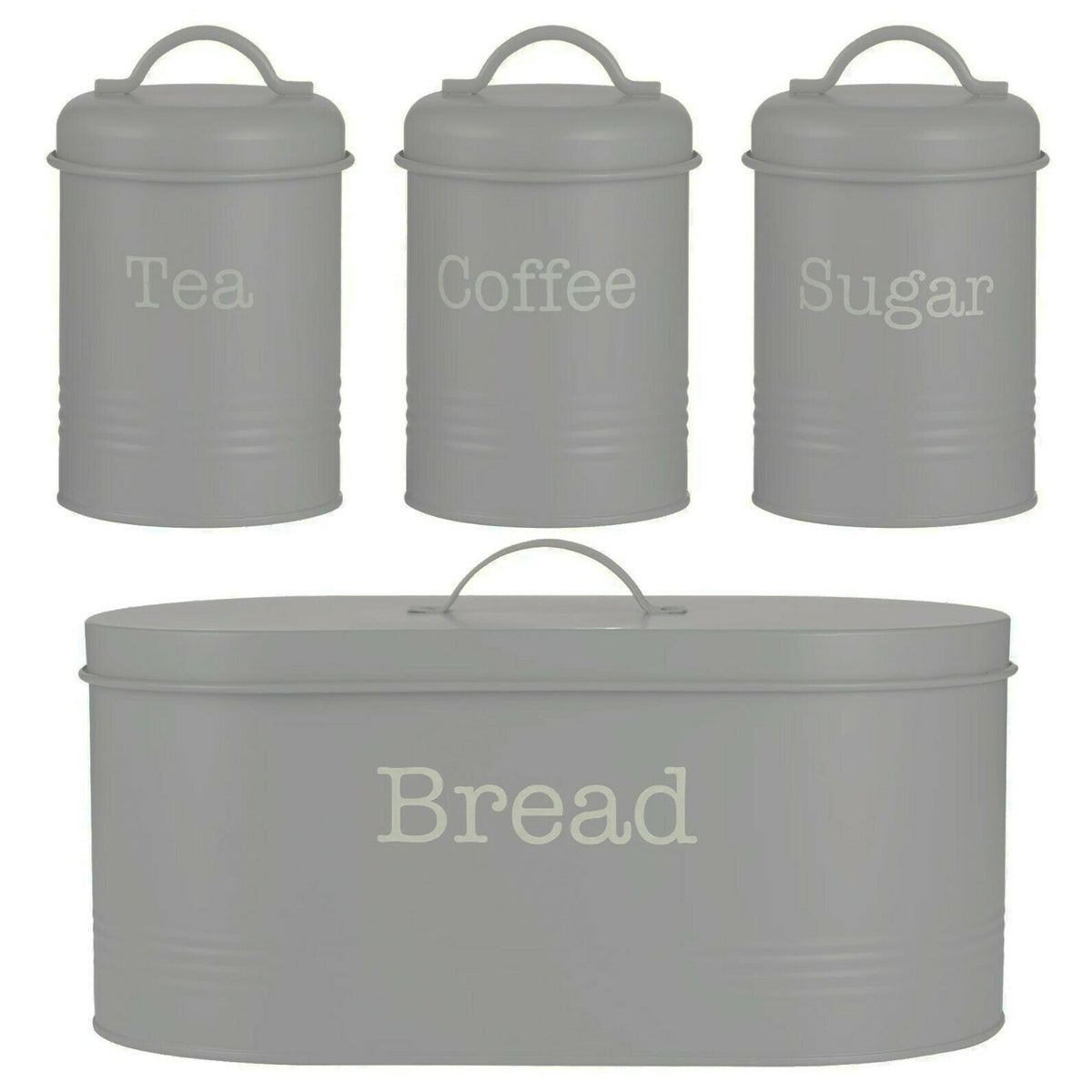 Typhoon Rippled Metal Tea Coffee Sugar Canister Set & Bread Bin Crock
