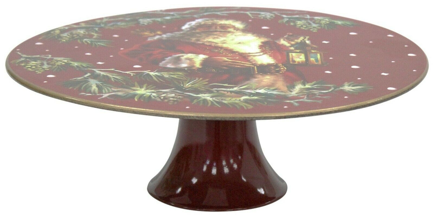 Large 29cm Christmas Cake Stand On Pedestal Fruit Plate Centrepiece Raised Plate