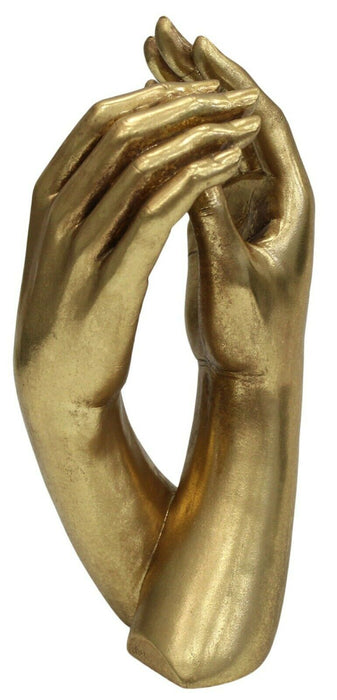 26cm Tall Harmony Of Hands Gold Resin Sculpture Ornament Mantelpiece Display