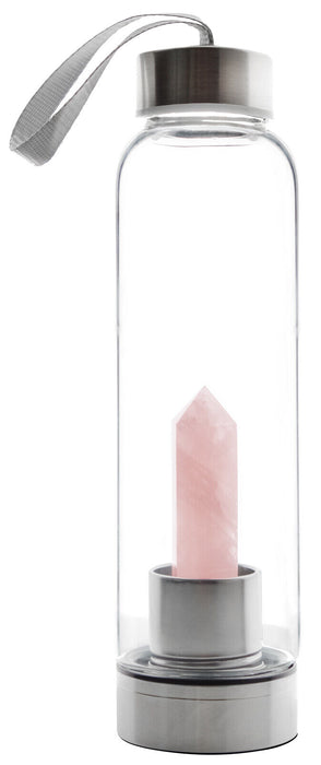 Rose Quartz Crystal Water Bottle Purifying Energy Healing Drinks Bottle 500ml