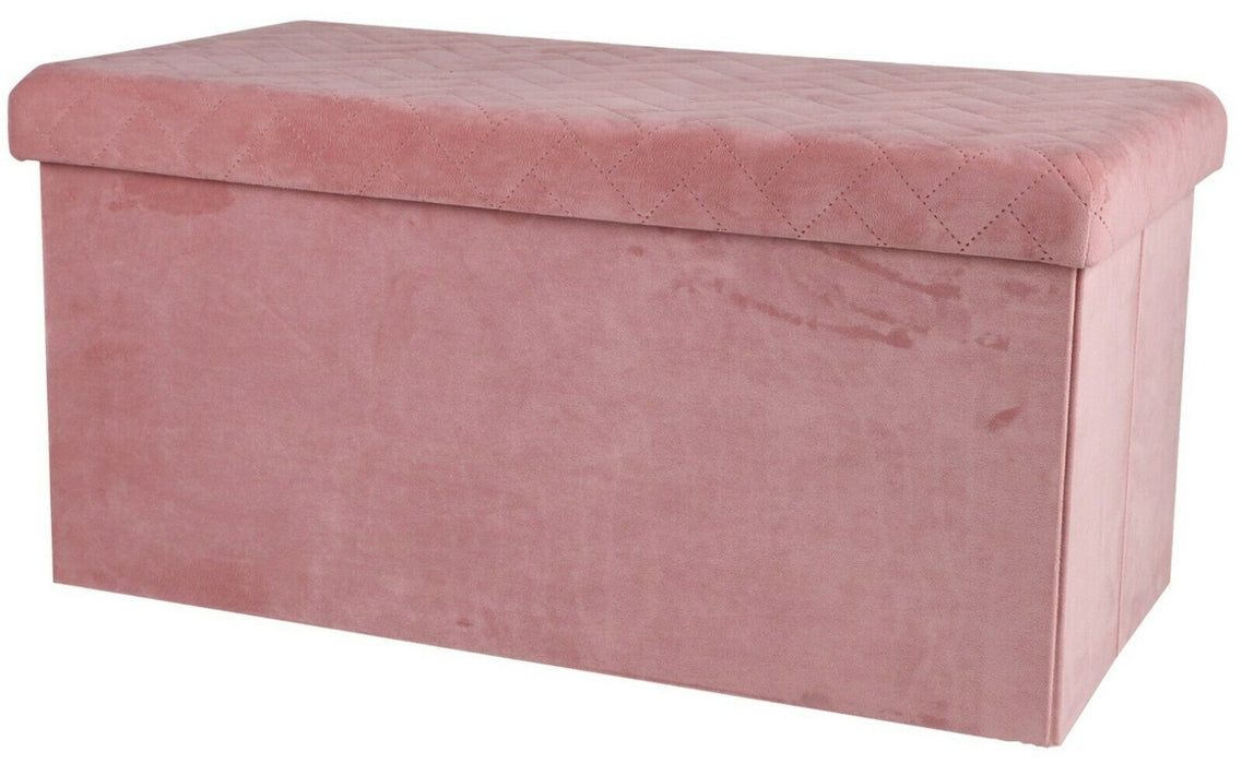 Ottoman Large Pouffe Storage Box & Seat up to 120kg Velvet Pink