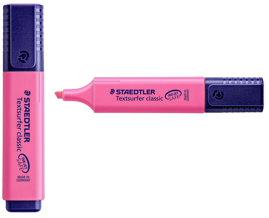 10 x STAEDTLER Highlighter Pen Chisel Tip Fluorescent Markers Felt Pink Marker
