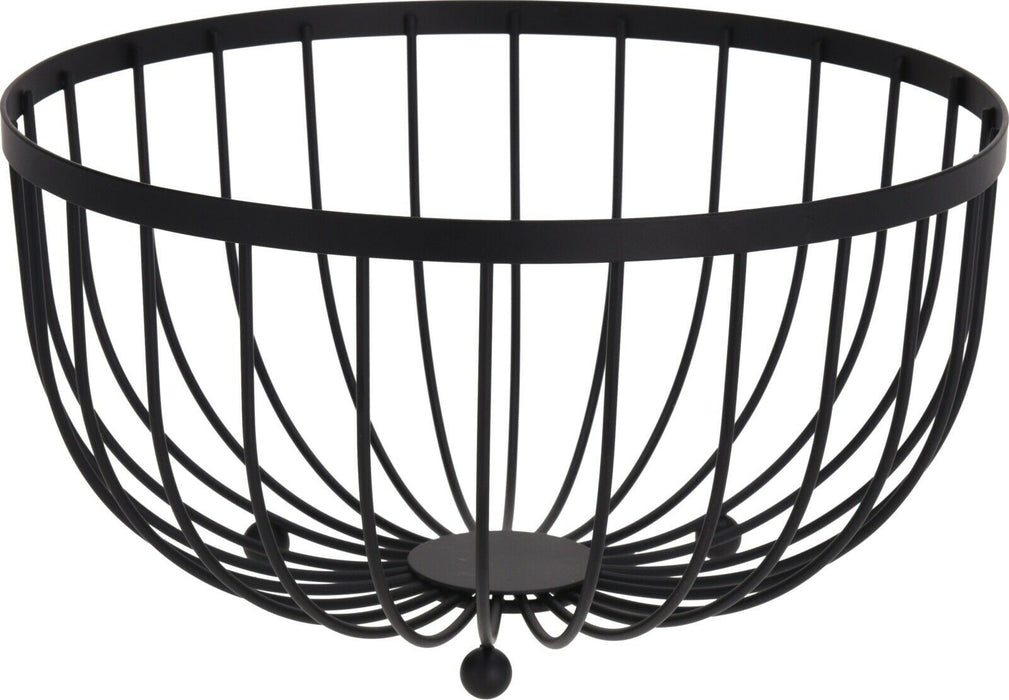 Large Round Black Fruit Bowl Storage Display Basket Centrepiece Bowl
