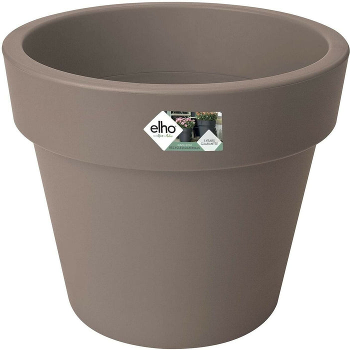 LARGE 40cm Round Barrel Planter Plastic Plant Pot Taupe 24 Litre Double Walled