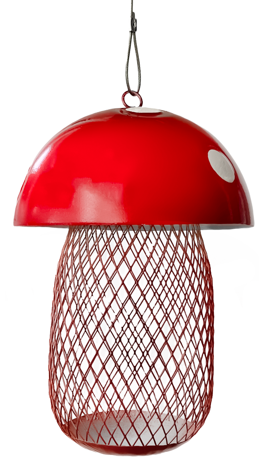 Hanging Bird Feeder Decorative Outdoor Garden Mushroom Metal Wild Bird