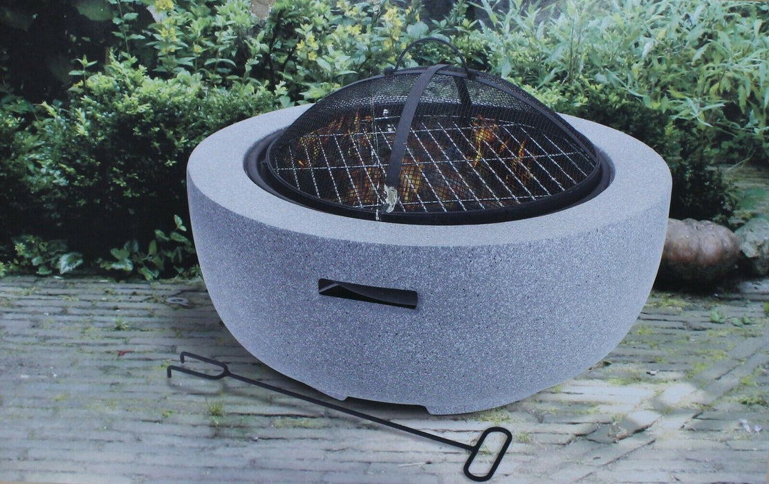 Large Fire Pit Bowl & BBQ Grill Patio Fire LARGE Outdoor Fire Pit 60cm