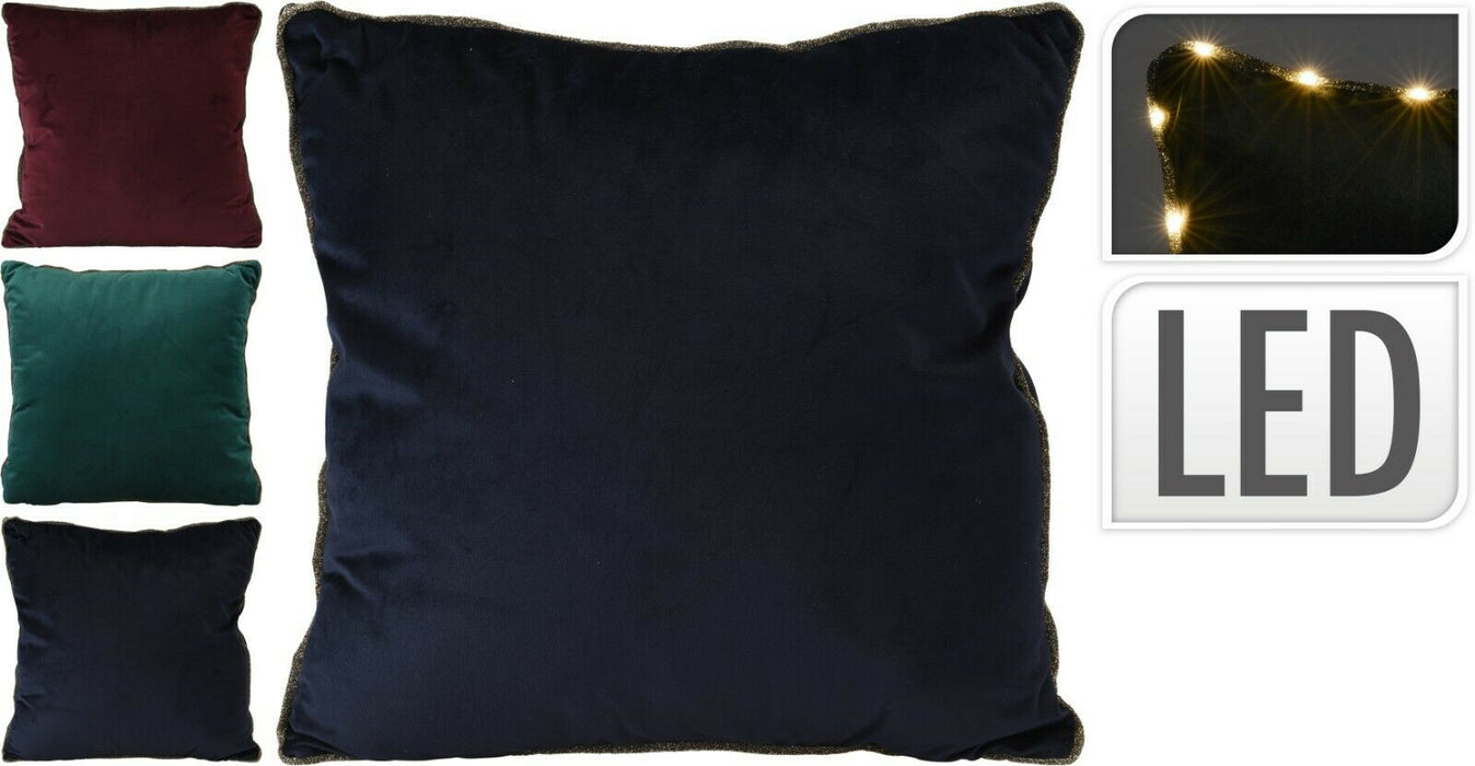 Luxury Velvet Cushion - Decorative LED Lights Couch Sofa Throw Pillow Home Decor