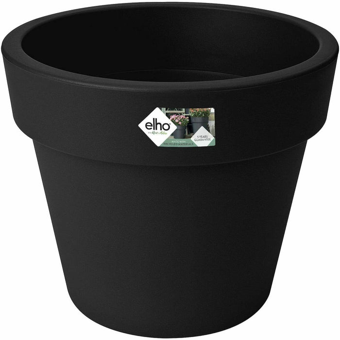 Medium 30cm Round Planter Plastic Plant Pot Black 10 Litre Double Walled