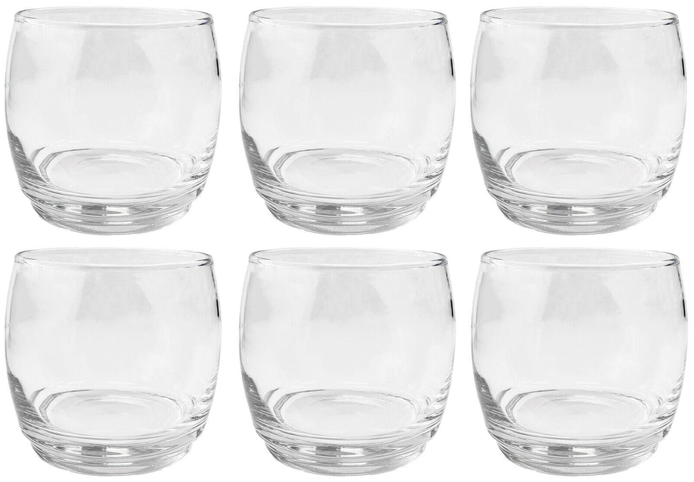 Set Of 6 Glass Tumblers Classic Round Design Clear Glassware Drinking Cups 325ml