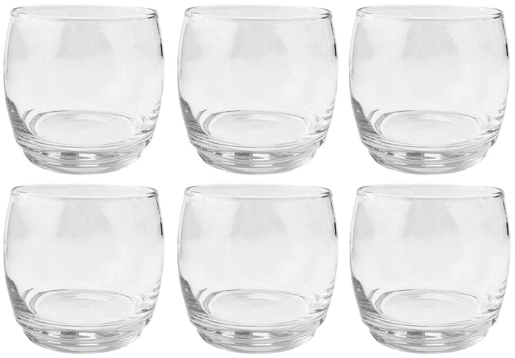 Set Of 6 Glass Tumblers Classic Round Design Clear Glassware Drinking Cups 325ml