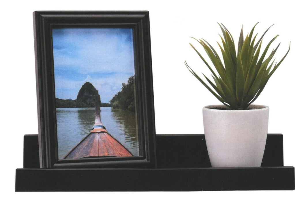 Black Floating Shelf With Matching Photo Frame Depth Display Shelves