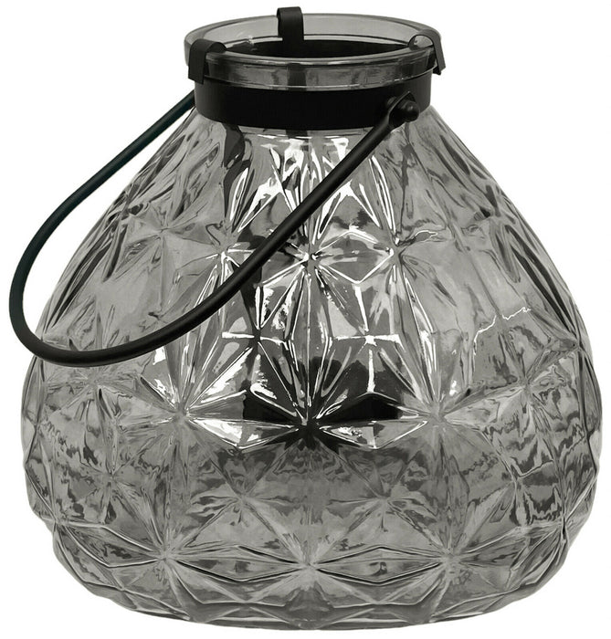 LARGE Glass Candle Lantern With Handle Set Of 2 Tealight Pillar Candle Holders