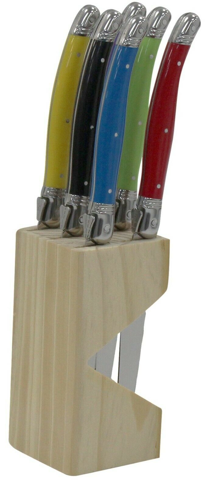 Set of 6 Stainless Steel Steak Knives Plastic Handles Laguiole Bee Ste