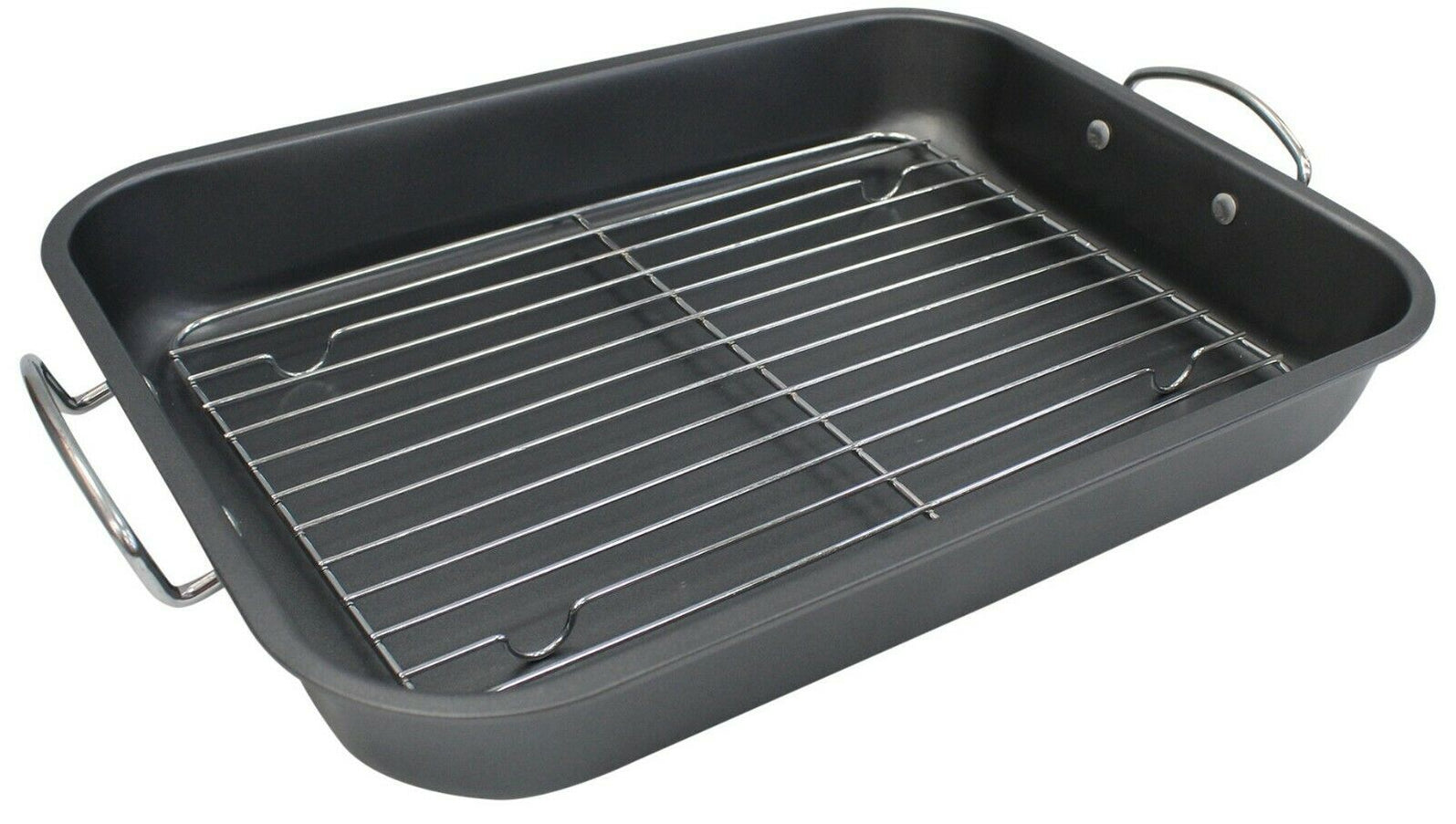 39cm Roast & Rack Non Stick Metal Roasting Tray For Meats Roast Chicke