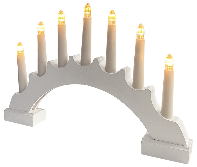 Rammento White Wooden LED Candle Bridge 40.5cm 15.94" Xmas Lights for Window