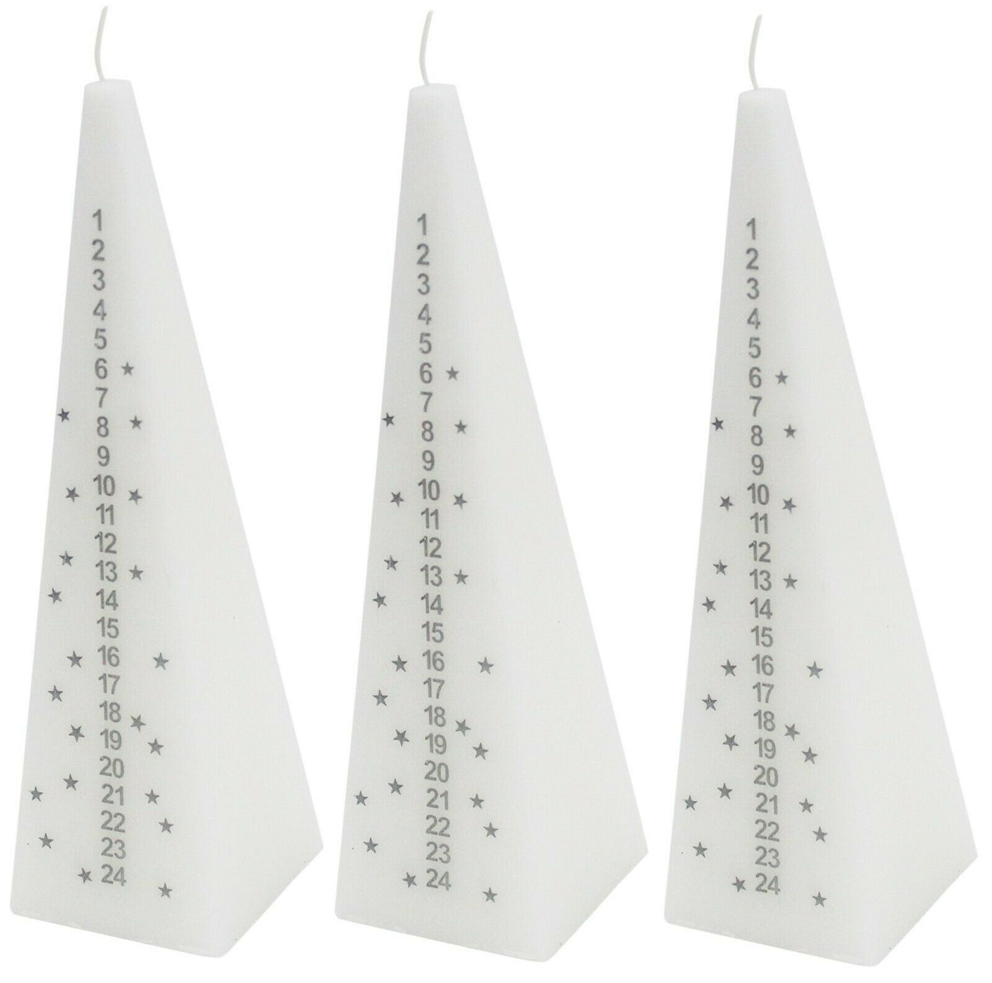 Advent Pyramid Candle Christmas Countdown Dinner Candle White 21cm Tal