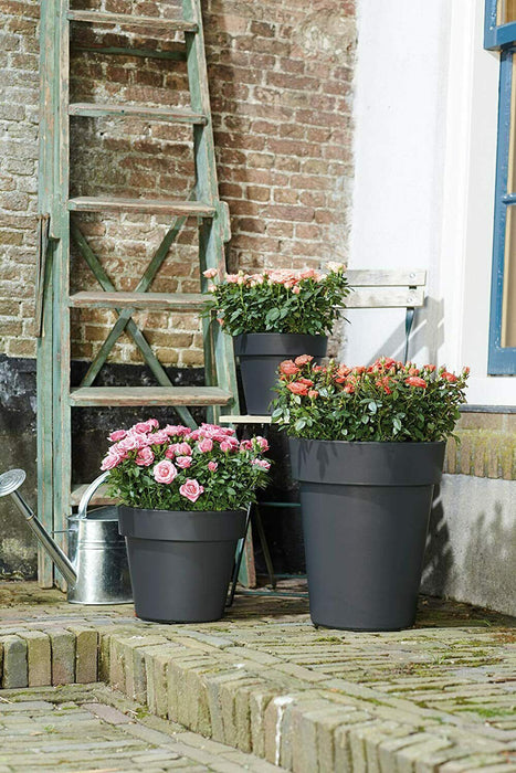 Elho Large 39cm Plant Pot Black 24L Recycled Plastic UV Resistant Garden Planter