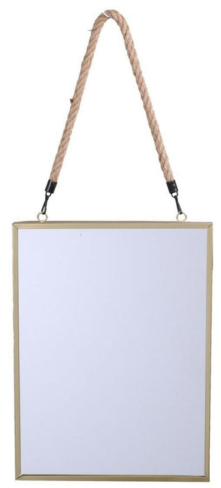 Rectangular Wall Mirror - Luxury Framed Modern Design With Rustic Hanging Rope