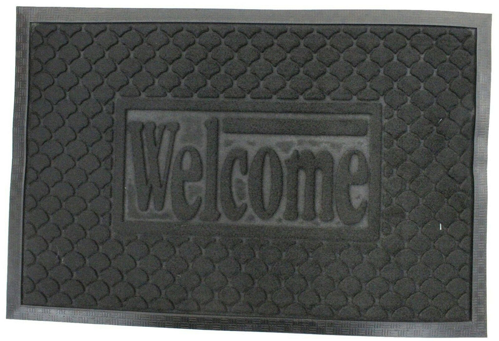 WELCOME Non Slip Indoor Door Mats Large Floor Mats 60cm x 40cm Red Blue Black