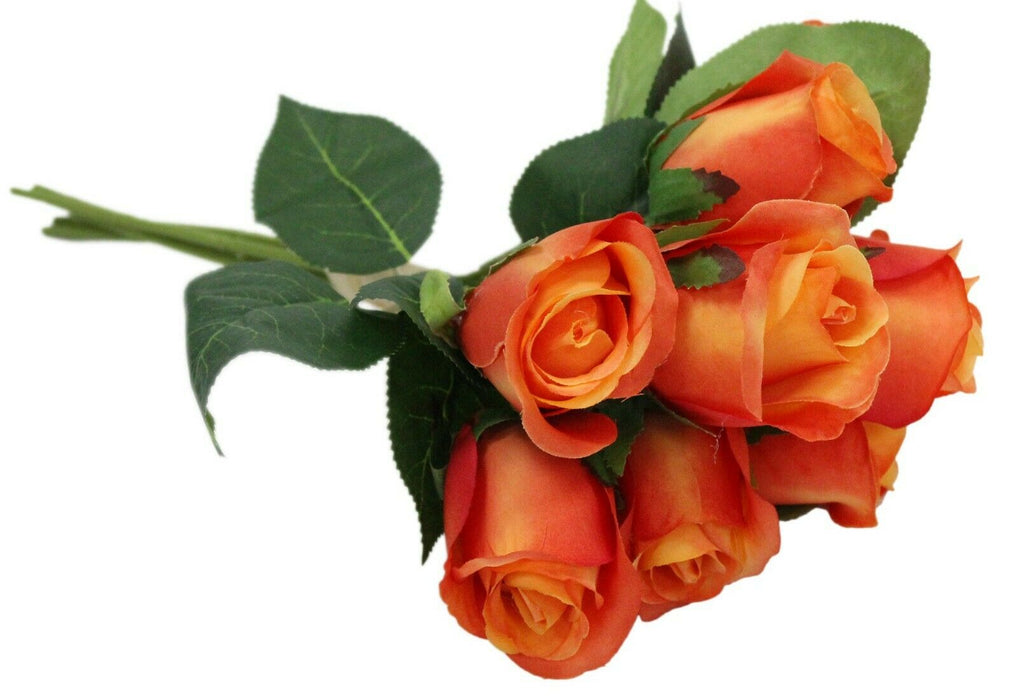 30cm Bouquet Roses Red Orange Pink Bunch Of 9 Heads of Roses Artificial Flowers