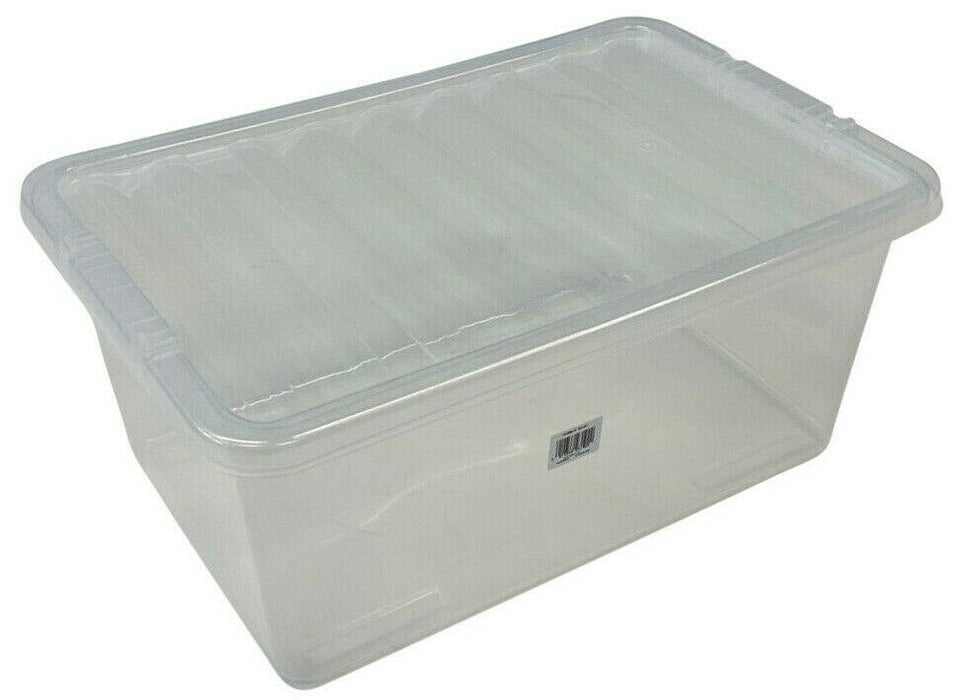 Underbed Plastic Storage Box 45L Clear Box With Lid Strong Quality Container