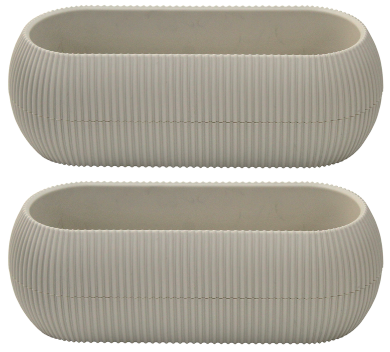 Set Of 2 Oval Plant Pots Indoor Outdoor 26cm Flower Planters With Water System'