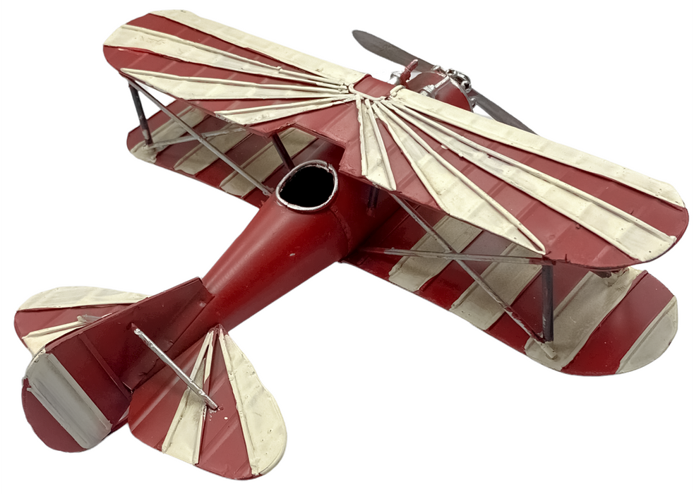 Vintage Red & White Airplane Retro Style Model Aeroplane Metal Shelf Ornament