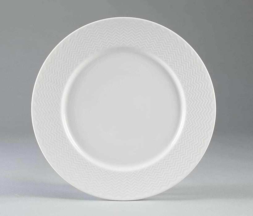 16 Piece Ceramic Dinner Set White Plates Bowls Mugs Rippled Dinnerware Set