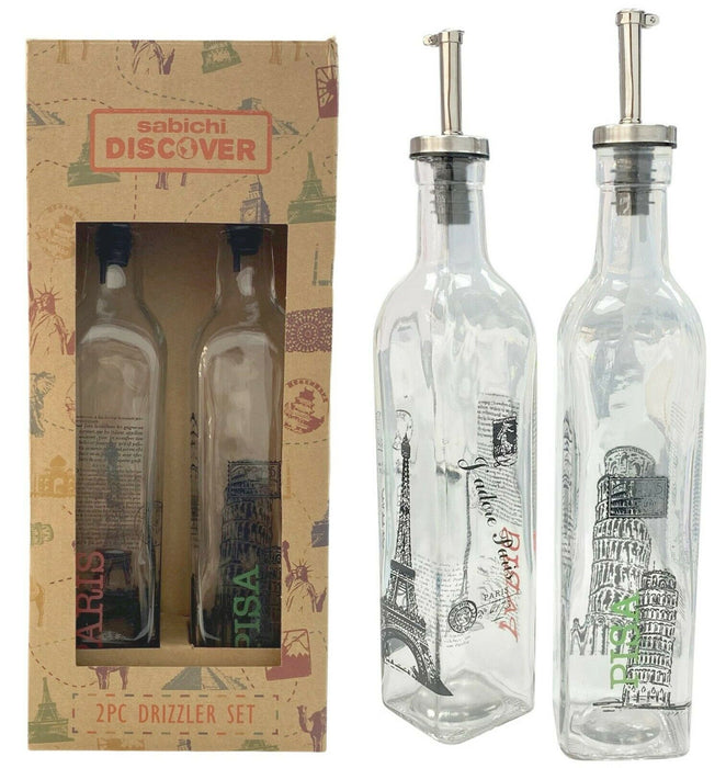 Set Of 4 Oil Drizzler Bottles Glass Vinegar Dressing Pourers Vinegar Bottles