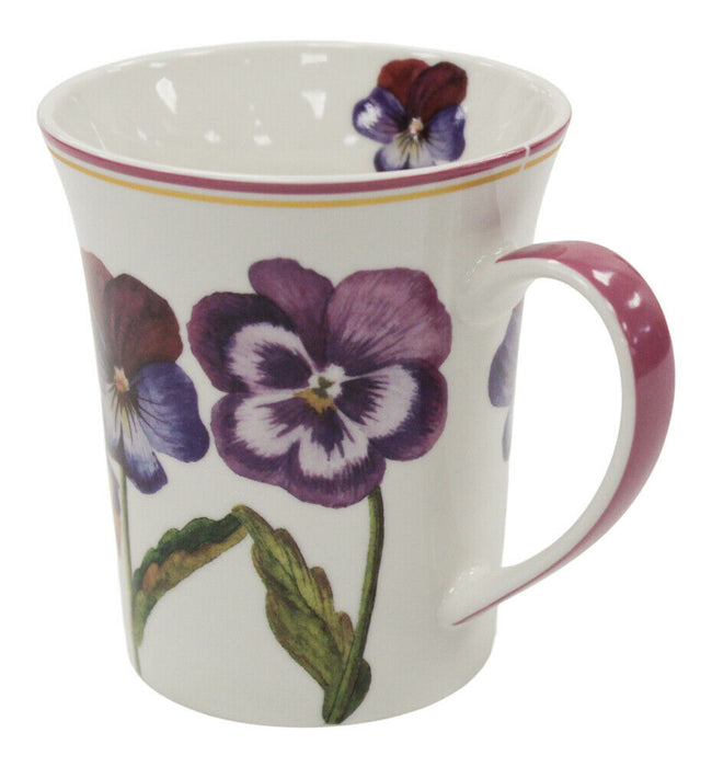 Set of 4 Leonardo Collection Pansy Fine China Gift Boxed Floral Mug Set 300ml