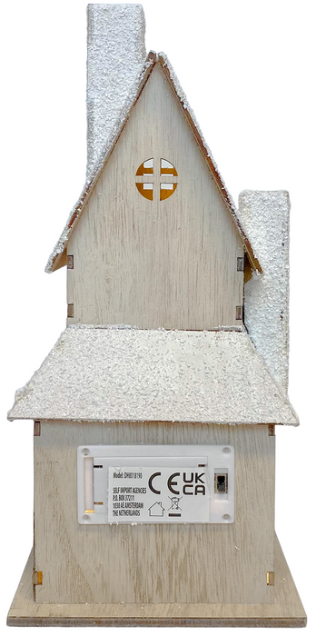 27cm White Wooden LED Light Christmas House Ornament for Festive Decor