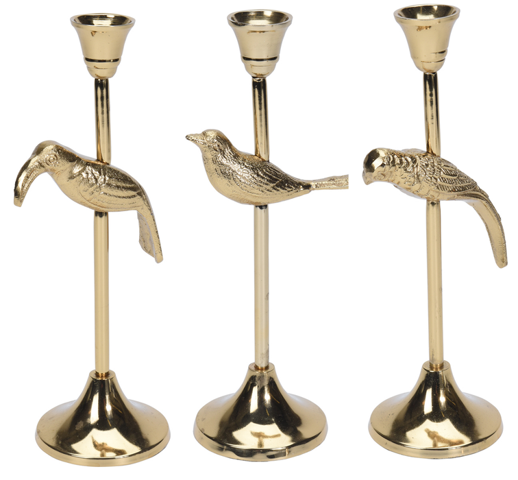 28cm Tall Gold Candle Stick Original Unique Gold Candle Holder Wild Birds