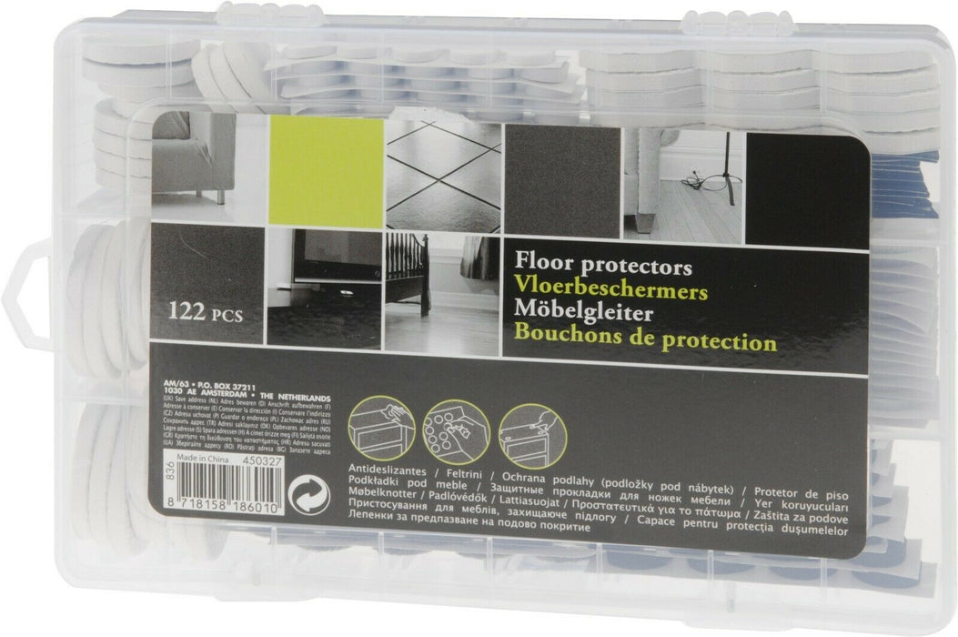 122 Furniture Felt Pads Square / Round Floor Protector Sticky Black & White