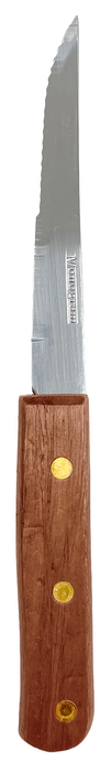 8 Piece Steak Knife & Fork Cutlery Set Acacia Wood Handles Serrated Steak Knives