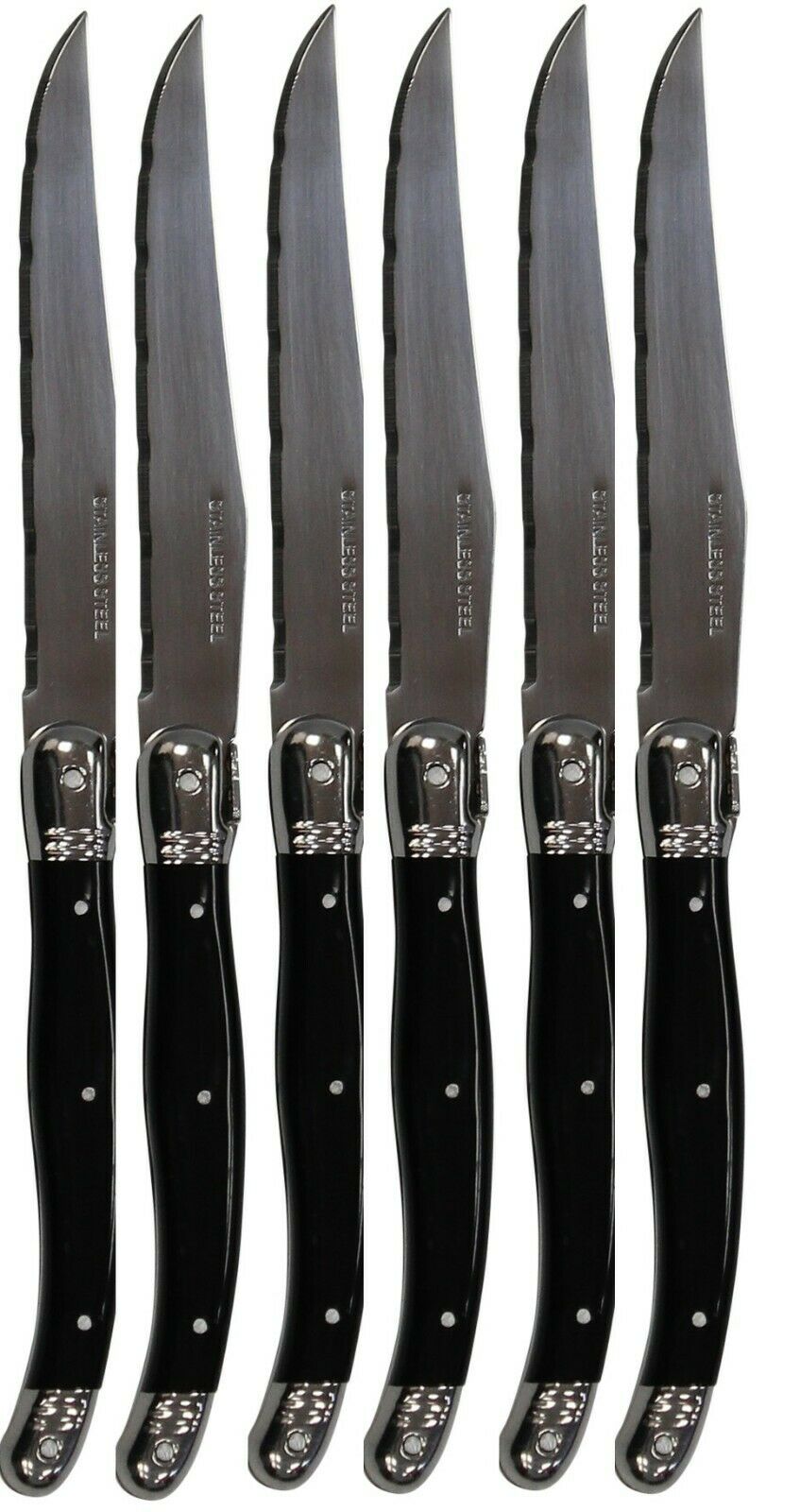 Black Handles Handle Set of 6 Steak Knives Serrated Knives Laguiole Be