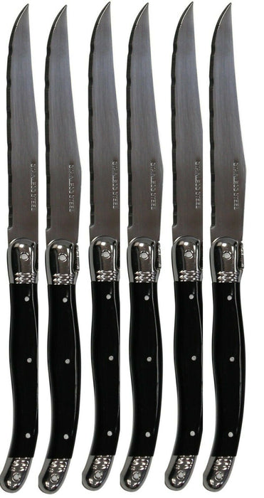 Black Handles Handle Set of 6 Steak Knives Serrated Knives Laguiole Bee