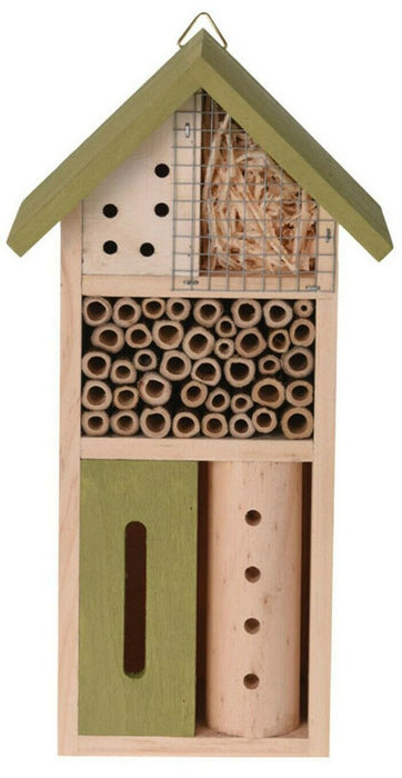 Insect Hotel Bee Bug House 26cm Hotel Wood Roof Attract Insects & Bees To Garden