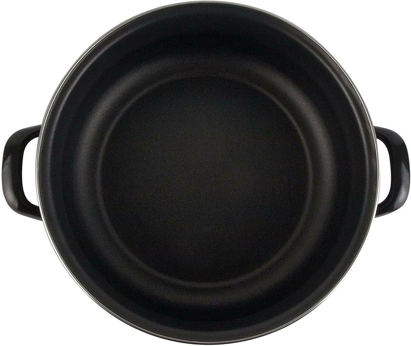 Magefesa Enamelled 24cm Casserole Pot Black Steel & Lid Non Stick 5 L. Oven Safe