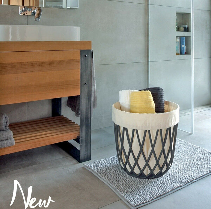 Multifunction Storage / Planter Set, 4 Stools & 1 Table | Grey Plastic Baskets