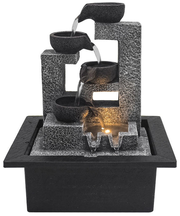 Indoor Water Fountain LED Light Up Waterfall Serenity Water Feature Sculpture