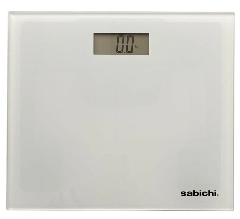 Electronic Digital Bathroom Scales - White Slim Glass Compact LCD Display 180KG