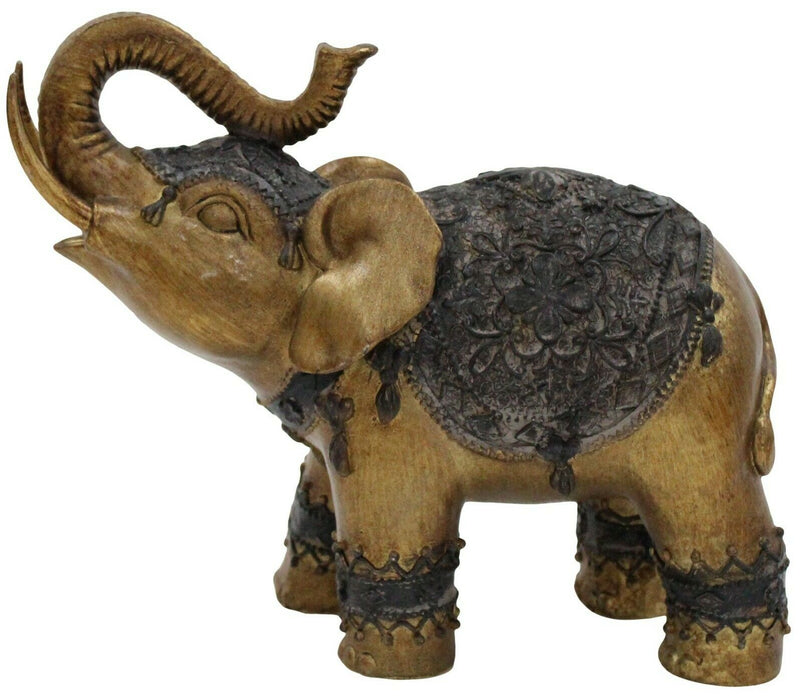 Geri Collection Out Of Africa Jungle Rustic Gold Elephant Figurine Ornament